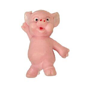 Comic Farm Barn Pink Pig Animal Figure Made Hong Kong Marked NO946